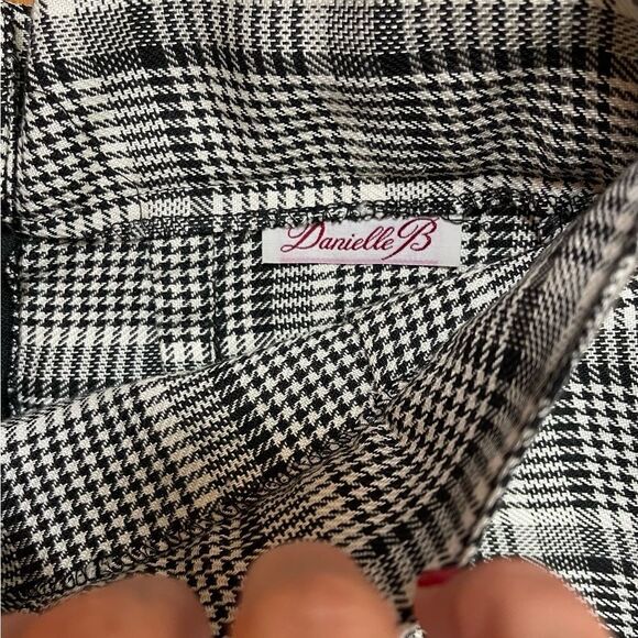 Vintage 90s Danielle B High Waist Black White Checked Skirt Women's Small Midi - Picture 6 of 6